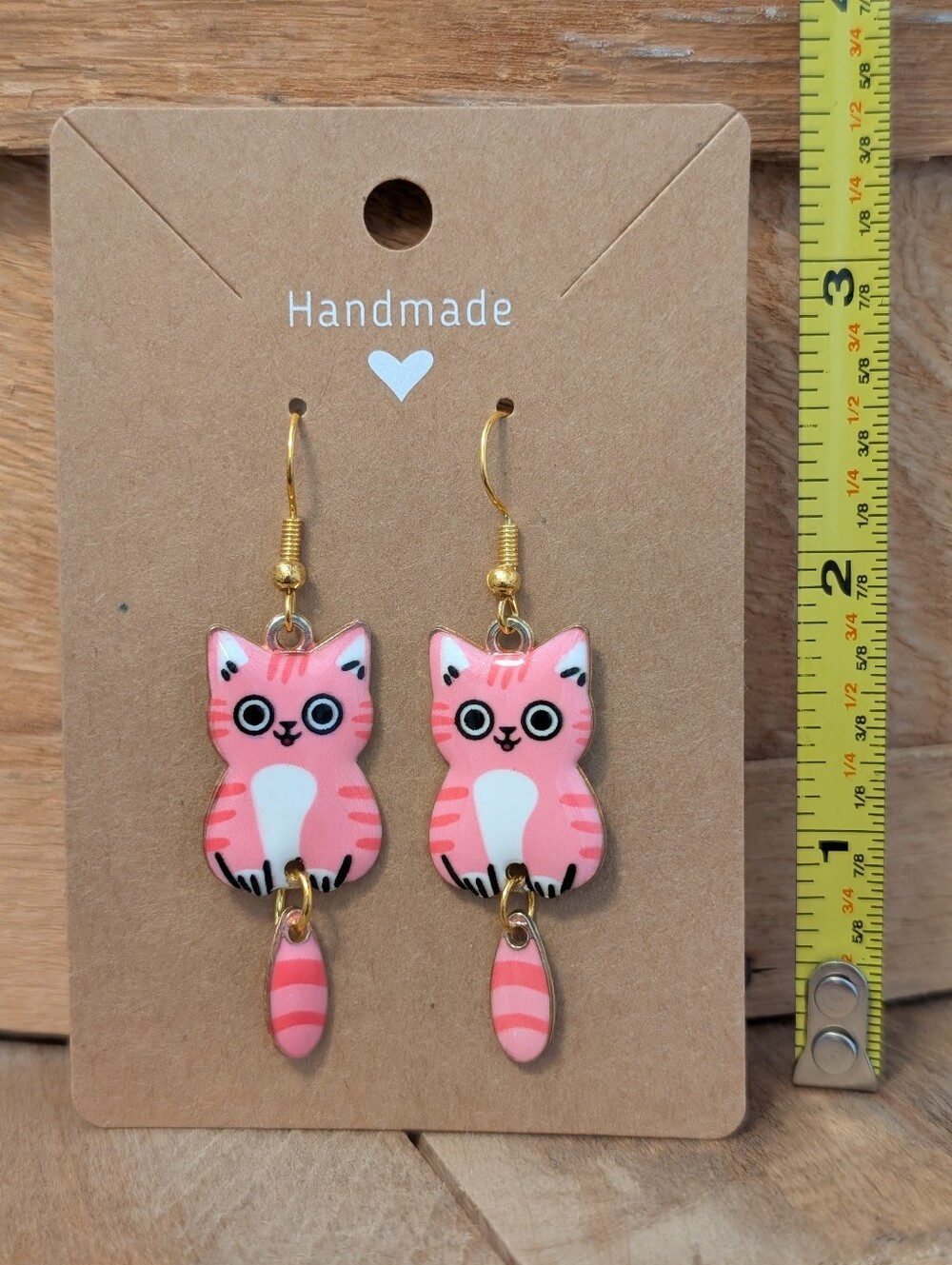 Cat Enamel Metal Earrings NEW